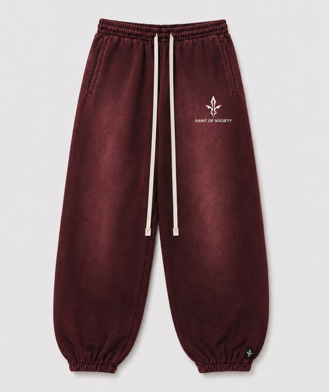 SAINT OF SOCIETY burgundy Stone Wash Sweatsuit