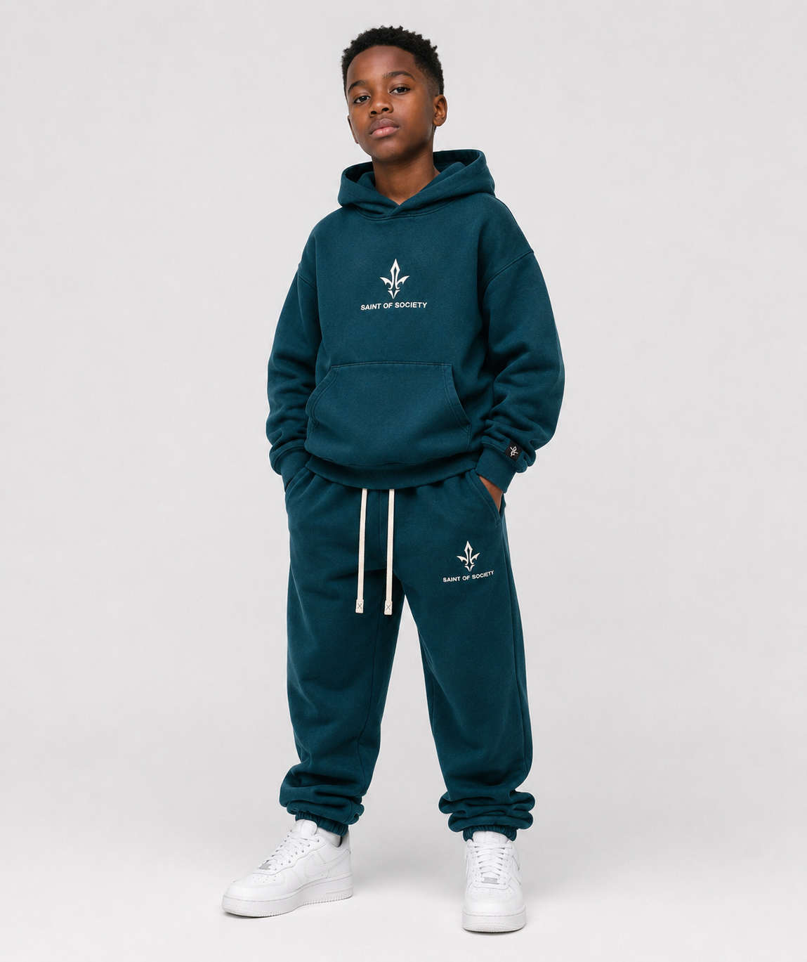SAINT OF SOCIETY TEAL Stone Wash Sweatsuit